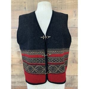 Vintage 1980’s Tally-Ho Wool sweater vest Size Medium Fair Isle Cottage Preppy